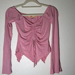 Pink Ruched Long Sleeve Top